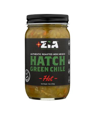 ZIA GREEN CHILE COMPANY, Grn Chile, Hot, Hatch, Pack of 6, Size 16 OZ, (Gluten Free Low Sodium Vegan Wheat Free Yeast Free)