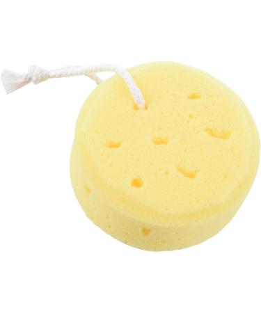 Kangtm Yellow Round Bath Body Shower Soft Sponge w Hanging Loop - Buy Online on GoSupps.com