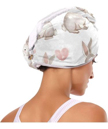 Rabbits Hearts Hair Towel 2 Pack | Super Absorbent Quick Dry Hair Turbans for Women & Girls - Buy Online on GoSupps.com