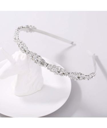 Bridal Headband Flower Design Rhinestone Crystal Wedding Hairband Bridal Headpieces Simple Design Daily hair accessories (Silver) - Buy Online on GoSupps.com