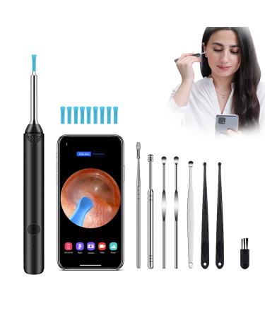 Ear Wax Removal Ear Cleaner with Camera Ear Wax Removal Kit with 1080P Ear Camera Otoscope with Light 360 Wide Angel Ear Cleaning Kit for iPhone iPad Android Phones (Black)