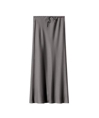 Women's skirt winter boho winter Boho Light pants skirt elastic high waist cord strain casual skirt with asymmetrical waist a-line skirt dance skirt flowing rock gray l