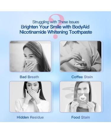 Niacinamide Whitening Toothpaste | BodyAccel Fresh Breath & Stain Removal | Complete Care Natural Toothpaste for Repair & Protection - Buy Online on GoSupps.com
