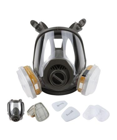 Reusable full face mask with activated carbon air filter for protection from gases dust spray paint welding chemicals and other work