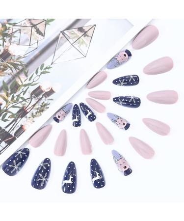 Brishow Christmas Snow Artificial Nails - 24-Piece Ballerina Press-On Nail Set for Women & Girls - Festive Full Cover Decorations - Buy Online on GoSupps.com