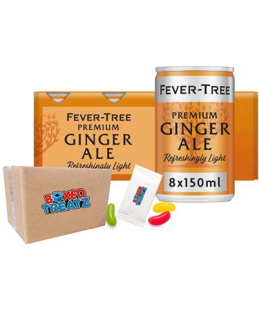 Fever Tree Refreshingly Premium Tonic Water 8x150ml Assorted Flavours Indian Tonic Water Aromatic Tonic Water Ginger Ale Cans Boxed Treatz (Light Ginger Ale Cans 8X150ml)