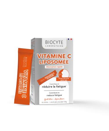BIOCYTE Vitamine C Liposomale - R duit la Fatigue Agit sur le Syst me Immunitaire - Vitamine C Liposom e Ar me naturel Citron - 10 Stick Orodispersible - 1 Stick par jour - Programme de 10 jours