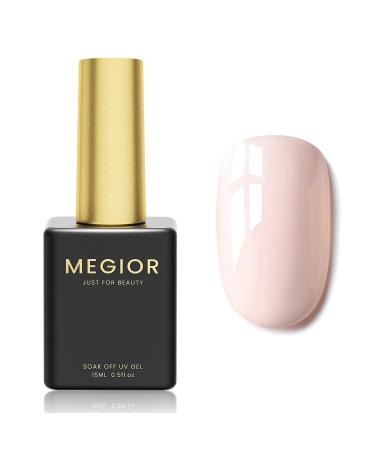 MEGIOR Pink Gel Nail Polish 15ml Baby Pink Spring Gel Polish 1PC Soak Off UV LED Nail Gel Polish for Nail Art Manicure Salon DIY Home for Women Girls Nails