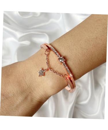 Shop Healeeved 2-Piece Gemstone & Crystal Cuff Bracelet Set - Open Star Bangle for Women in Rose Gold - Buy Online on GoSupps.com