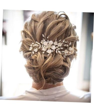 minkissy pearl hair comb Wedding Headpiece Wedding Flower Hair Comb bridal leaf flower hair wedding hair clips for brides Bride Wedding Headdress Metal crystal Comb - Buy Online on GoSupps.com