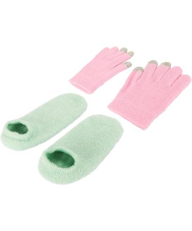 Qukaim Hydrating Gel Gloves Socks Hydrating Green Moisturizing Gel Socks & Pink Gel Gloves Set for Touch Screen Reusable Softening Repair of Dry Skin Care for Hands and Feet - Buy Online on GoSupps.com