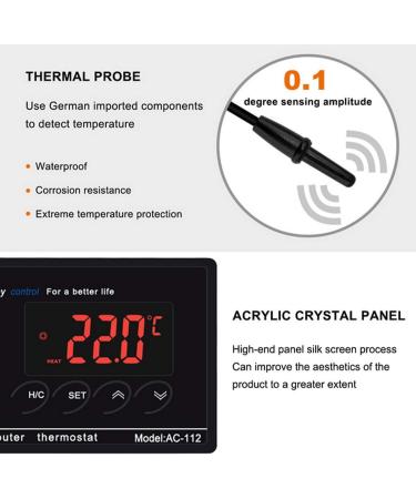 AWITHZ Reptile Thermostat Temperature Controller Outlet for Terrarium Heaters - Digital LED with Suction Cup for Reptiles and Aquariums - Buy Online on GoSupps.com