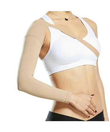 Lymphedema Armsleeve 20 30 mmHg Firm Compression, Sand Medium Manage Edema Swelling Post Mastectomy Conditions Comfortable Fabric Runs (S)