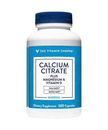 Calcium Citrate+Magnesium&Vitamin D Multi-Mineral Bone Health Supplement Vitamin D Aids Absorption Calcium 999mg Magnesium 567mg Vitamin D 612IU per Daily dose (300 Capsules) by The Vitamin Shoppe 300 Count (Pack of 1)