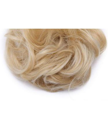 Scrunchy Bun Updo Hairpiece | Wavy Curly Messy Hair Bun Extension | Gold Blonde Mix Bleach Blonde Chignon - Buy Online on GoSupps.com