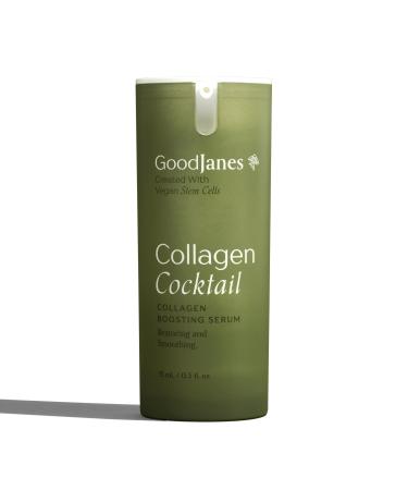 GoodJanes Collagen Cocktail Boosting Serum with Vegan Collagen Vitamin C Niacinamide & Copper Peptides Plant-Based Stem Cell Treatment for Radiant Firm-Looking Skin 0.5 oz