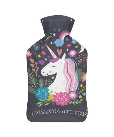 Hot Water Bottle With Lid Floral Unicorn Rubber Hot Water Bag For Pain Relief Cramps Foot Warmer Hot And Cold Therapy