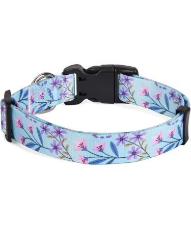 Mihqy Adjustable Dog Collar - Soft & Comfortable Bohemian Design for Small Medium & Large Dogs - Purple Flowers - XS (20-30 cm) - Buy Online on GoSupps.com