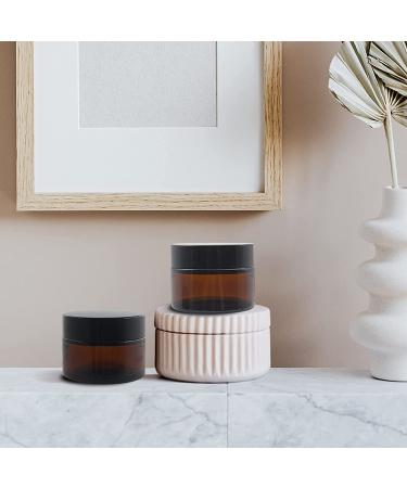 24 Pack 1 oz Amber Glass Cosmetic Jars with Lids - Travel Size Containers for Ointments, Lotion, Makeup - Refillable and Leakproof - Buy Online on GoSupps.com