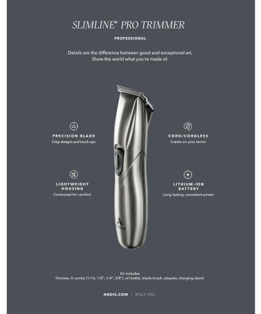 Andis Slimline Pro D8 Li T-Blade Trimmer Chrome - Buy Online on GoSupps.com