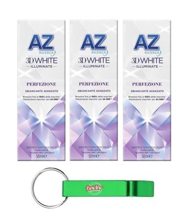 3x Dentifricio AZ 3D White Perfezione toothpaste with whitening effect 50ml + Beni Culinari Free keychain