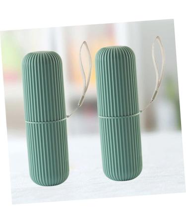 MARMERDO Toothbrush & Toothpaste Travel Organizer - 2 Piece Green Set (5.5x5.5x19cm) - Ideal for International Shipping - Buy Online on GoSupps.com