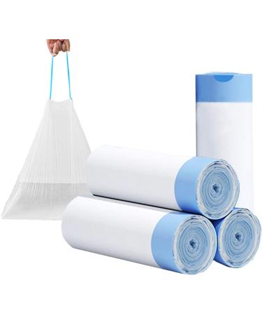 7-Almond 3-4 Gallon Drawstring Trash Bags Small Kitchen Garbage Bags Strong Small Trash Bag for Kitchen Bathroom Bedroom Office Unscented (4Rolls/White) (White)