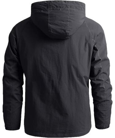 GXLONG Men's Lightweight Waterproof Rain Jacket with Detachable Hood - XX-Large, Black - Buy Online on GoSupps.com