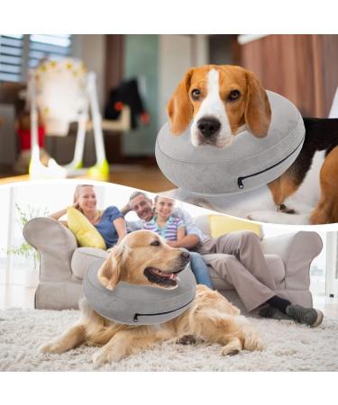 NASJAC Inflatable Recovery Collar for Dogs & Cats | Adjustable Soft Comfort Leak Protection & Quick Lock - XL Gray for Post-Op Care - Buy Online on GoSupps.com