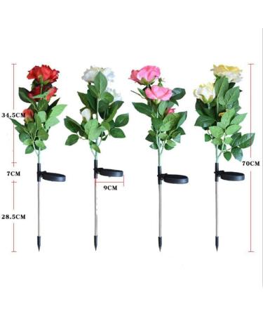 Solar Lawn Light 1 Pc 3 Heads Solar Rose Flower LED Outdoor Waterproof Light for Garden Yard Decoration 4color - Buy Online on GoSupps.com