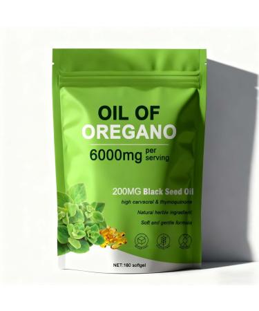 Oil of Oregano with Black Seed Oil 6000mg 2 in 1 Oregano Oil Capsules Non-GMO Gluten Free 180 Softgels (1pc)