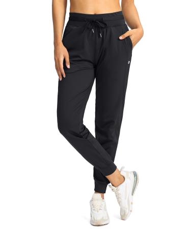 G Gradual Women's Joggers Pants with Zipper Pockets High Waisted Athletic Tapered Sweatpants for Women Workout Lounge Black Medium