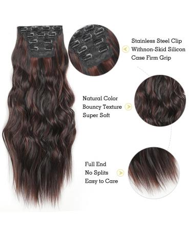 YDDM 24-Inch Wavy Clip-In Hair Extensions | Realistic Synthetic Hair | 4PCs Affordable Hairpieces for Women - Buy Online on GoSupps.com