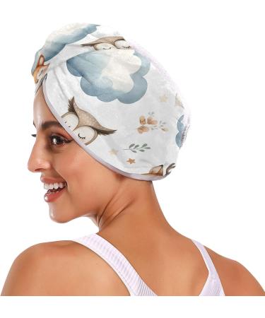 Watercolor Owl Fox Bear Bird Hair Towel 2 Pack | Super Absorbent Quick Dry Hair Turbans for Women & Girls - Buy Online on GoSupps.com