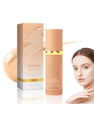 Mercy Blue Foundation 4 in 1 Foundation Liquid Foundation 4 in 1 - Light Spectrum Light Spectrum Makeup Hydrating Medium Full Coverage Concealer with SPF 50+ (1 PCS Large) 1 Pcs 15 ml (Pack of 2)