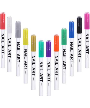 Liner Nail Graffiti Waterproof Painting Liner Brushes Easy Using Fine Tip Nail Pens for Supplies (12 Count) Dtt - Buy Online on GoSupps.com