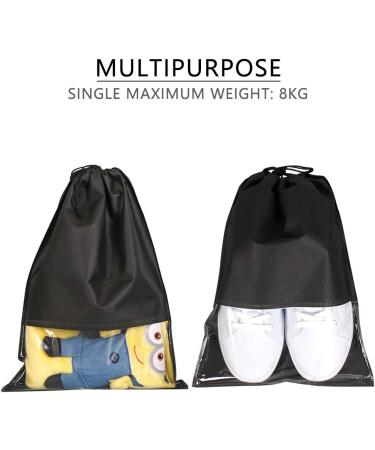 BUYGOO 12PCS Waterproof Non-Woven Travel Shoe Bags with Rope - Large Shoe Pouch Organizers for Men and Women (Black) - Buy Online on GoSupps.com