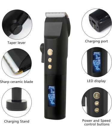 Professional Hair Clipper - Rechargeable Titanium Ceramic Blade | LCD Digital Haircut Kit for Men with Charging Stand - Buy Online on GoSupps.com