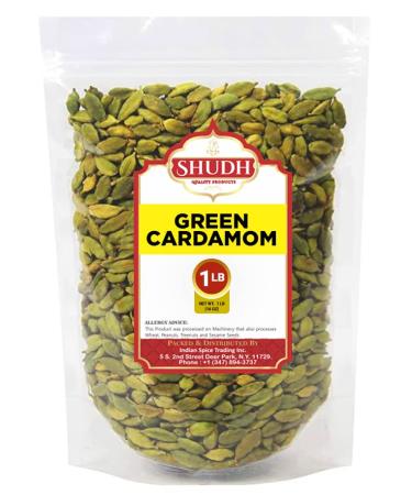 SHUDH GREEN CARDAMOM EXTRA GREEN 1 LB | 16 oz Green Cardamom Pods Spice (Hari Elachi)  All Natural | Vegan | Gluten Friendly | NON-GMO | Product of India