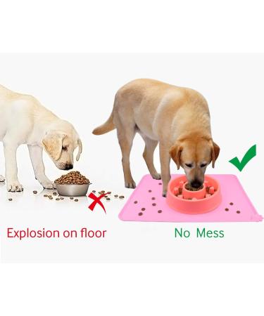 Joytale Non-Slip Silicone Dog & Cat Bowl Pad Waterproof Pink 53x37cm | Pet Feeding Mat - Buy Online on GoSupps.com