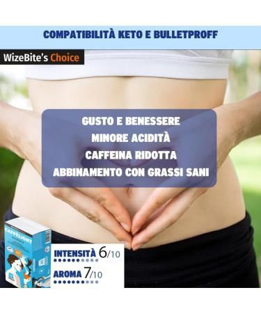 Wizebite's Choice | 20 Long-Lasting Decaffeinated Light Coffee Capsules with Less Caffeine - Notes of Dried Fruit and Milk Chocolate | Zero Grains Ideal for Optimal Digestibility - Buy Online on GoSupps.com