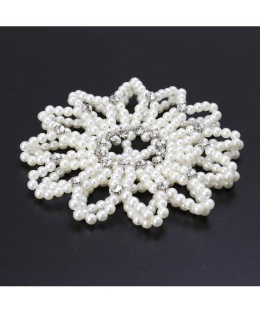 Lurrose Handmade Crochet Pearl HairNet | Elastic Hair Snood for Ballet Buns | Stylish White Hair Cover for Women & Girls - Buy Online on GoSupps.com