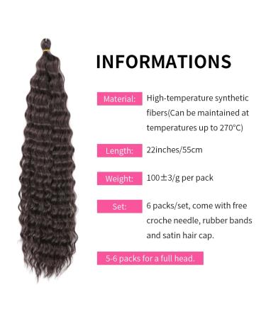 Deep Twist Crochet Hair - Ombre Kinky Curl Braided Hair Extensions 22 Inch 6 Packs - Synthetic Curly Hairstyle - Buy Online on GoSupps.com