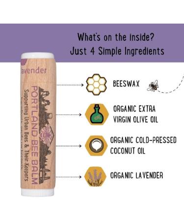 Portland Bee Balm Lavender Lip Balm - 3 Pack Handmade Beeswax Formula - Buy Online on GoSupps.com