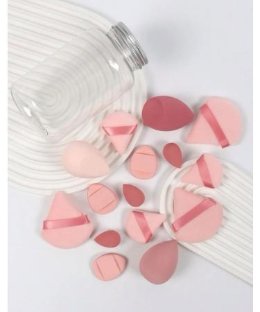 HealthyMoov Makeup Sponge Set (15 Pieces) with 9 Puffs and 6 Sponges Pink with Storage Box - Buy Online on GoSupps.com