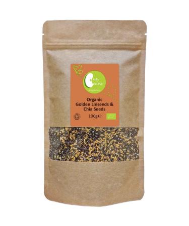 Organic Golden Linseeds & Chia Seeds - by Busy Beans Organic (100g)