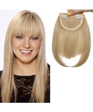 SEGO Clip in Pony Hairpiece Extensions Fringe Bangs One Piece In Front Hair Extension straight like human hair ash blonde mix bleach blonde