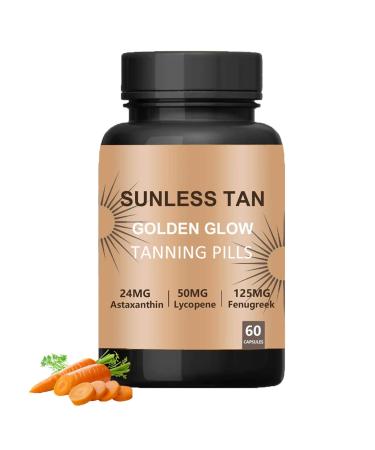 Carotenoid Tanning Blend for a Natural Glow - Tan Pills for Men and Women Healthy Tan Golden Glow Sunless Tanning Capsules with Beta Carotene & Astaxanthin & Lycopene (60 Capsules)