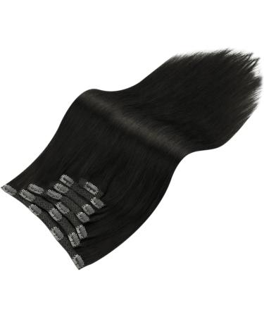 Moresoo 22 Inch Natural Black Clip in Human Hair Extensions - 7 Pieces/120g #1B - Buy Online on GoSupps.com