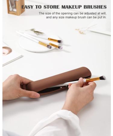 Shop Corneria Large Magnetic Makeup Brush Holder - Portable Organizer & Storage Box for Brushes - Perfect for Travel - Slim & Stylish Brown Design - Buy Online on GoSupps.com